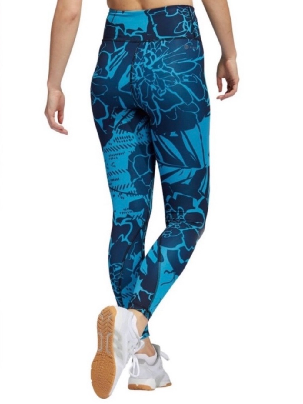 Adidas Optime Superher Training 7/8 Leggings Blue Floral Size Medium —#030 - Picture 5 of 11